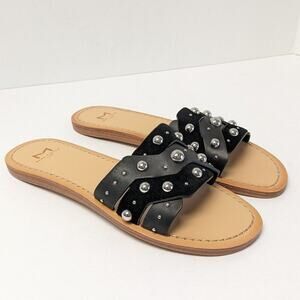 Marc Fisher Black Studded Slide Sandals